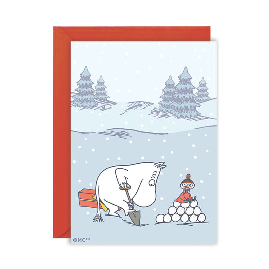Moomin Greeting Card - Snowball Morning with Little My