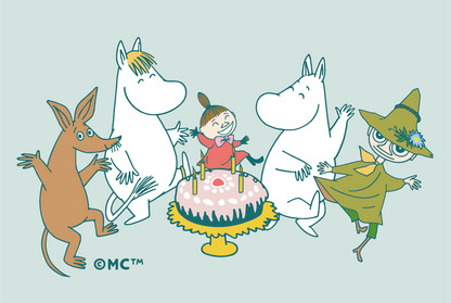Moomin Mini Greeting Card - Party Time (Snufkin, Sniff, Little My, Snorkmaiden)