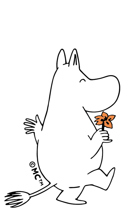 Moomin Character Sticker - Happy Holding Flowers